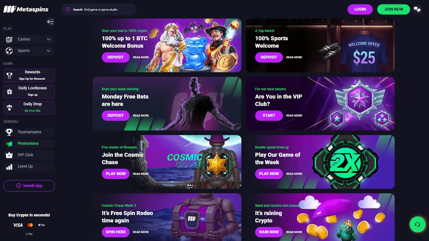 Metaspins Casino screenshot 3