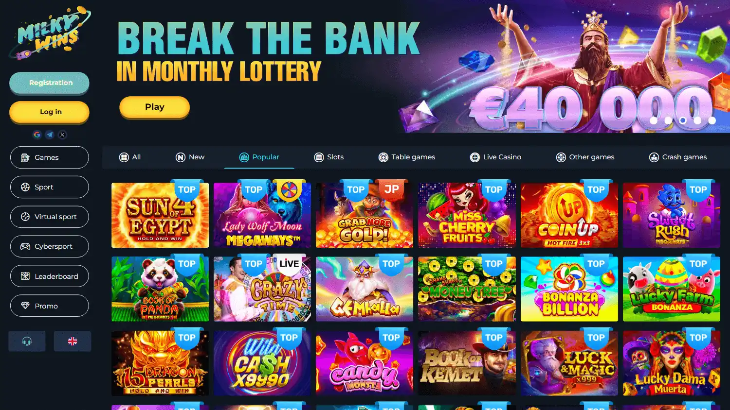 Milky Wins Casino screenshot 1