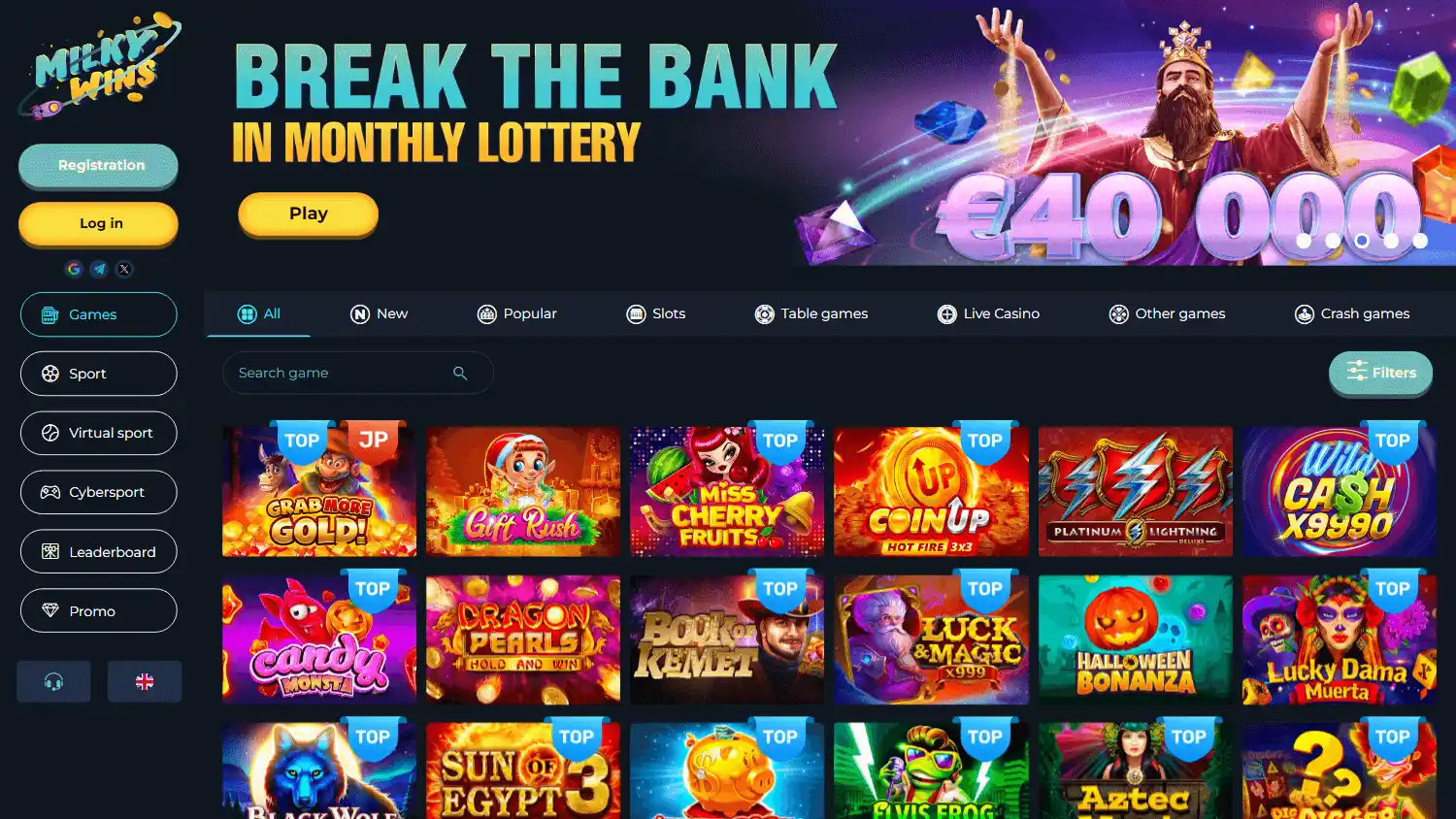 Milky Wins Casino screenshot 2