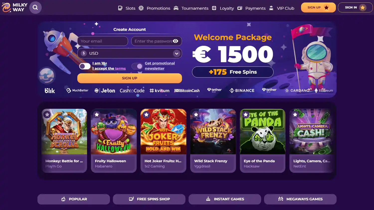 MilkyWay Casino screenshot 1