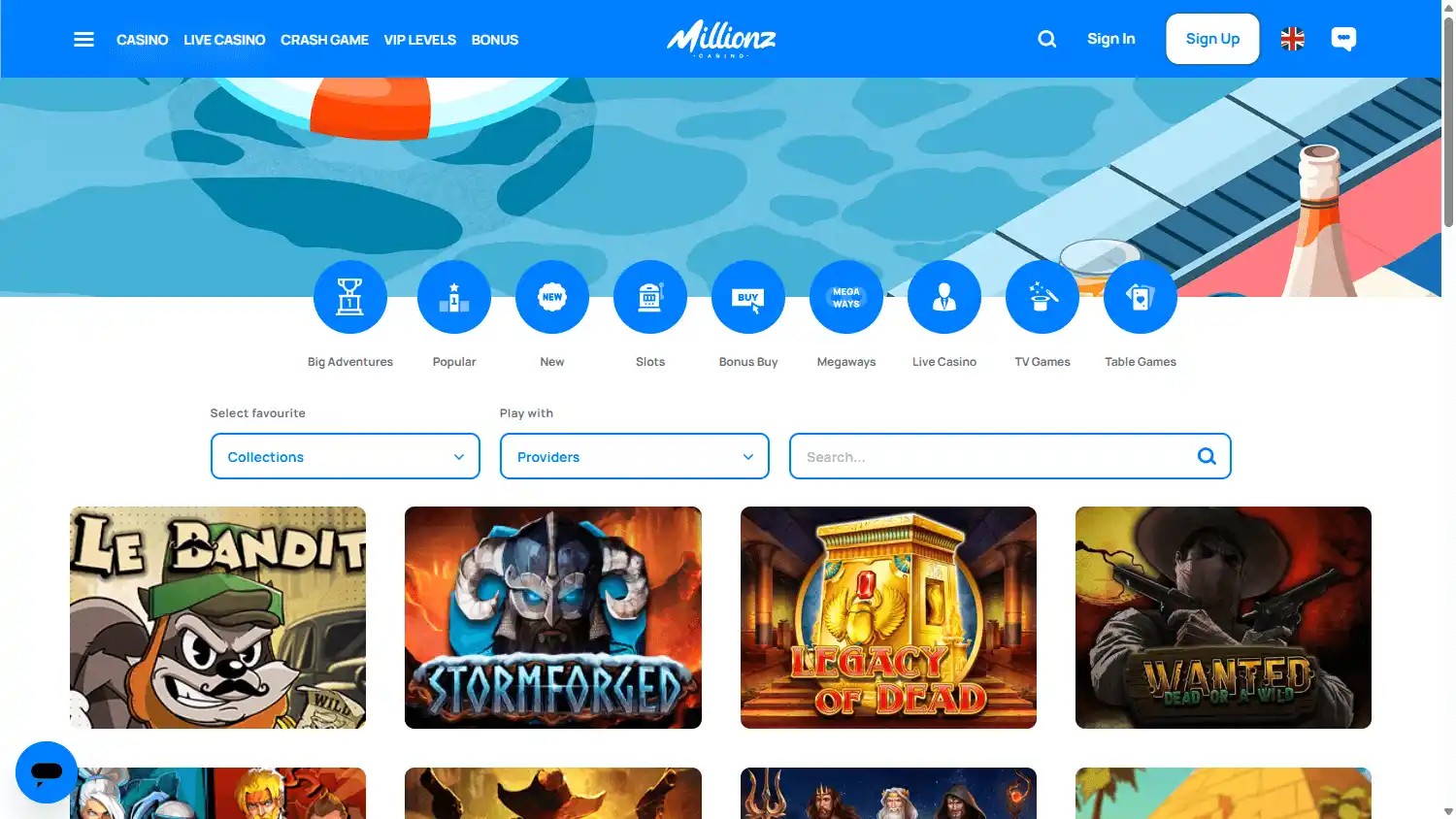 Millionz Casino screenshot 2