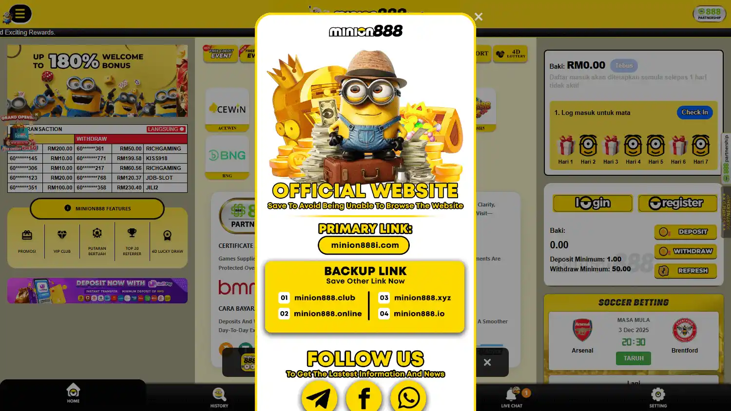 Minion888 Casino screenshot 1