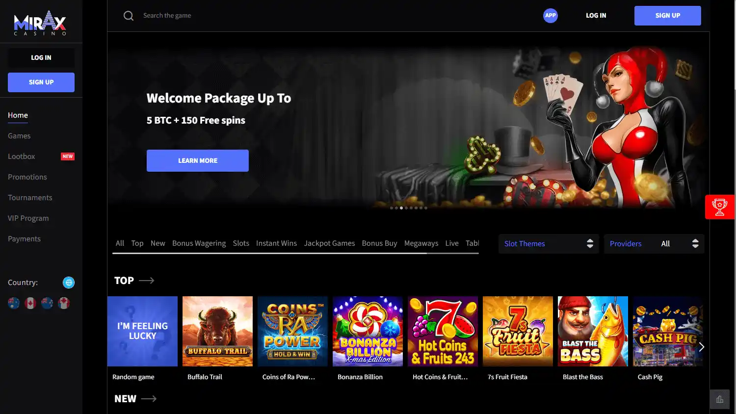 Mirax Casino screenshot 1