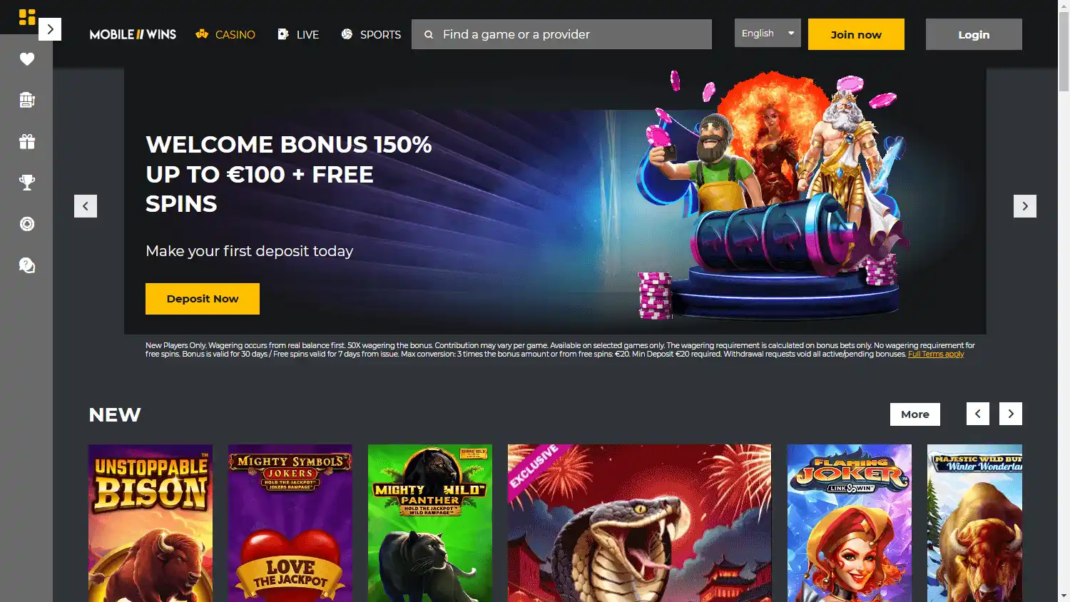 Mobile Wins Casino screenshot 1