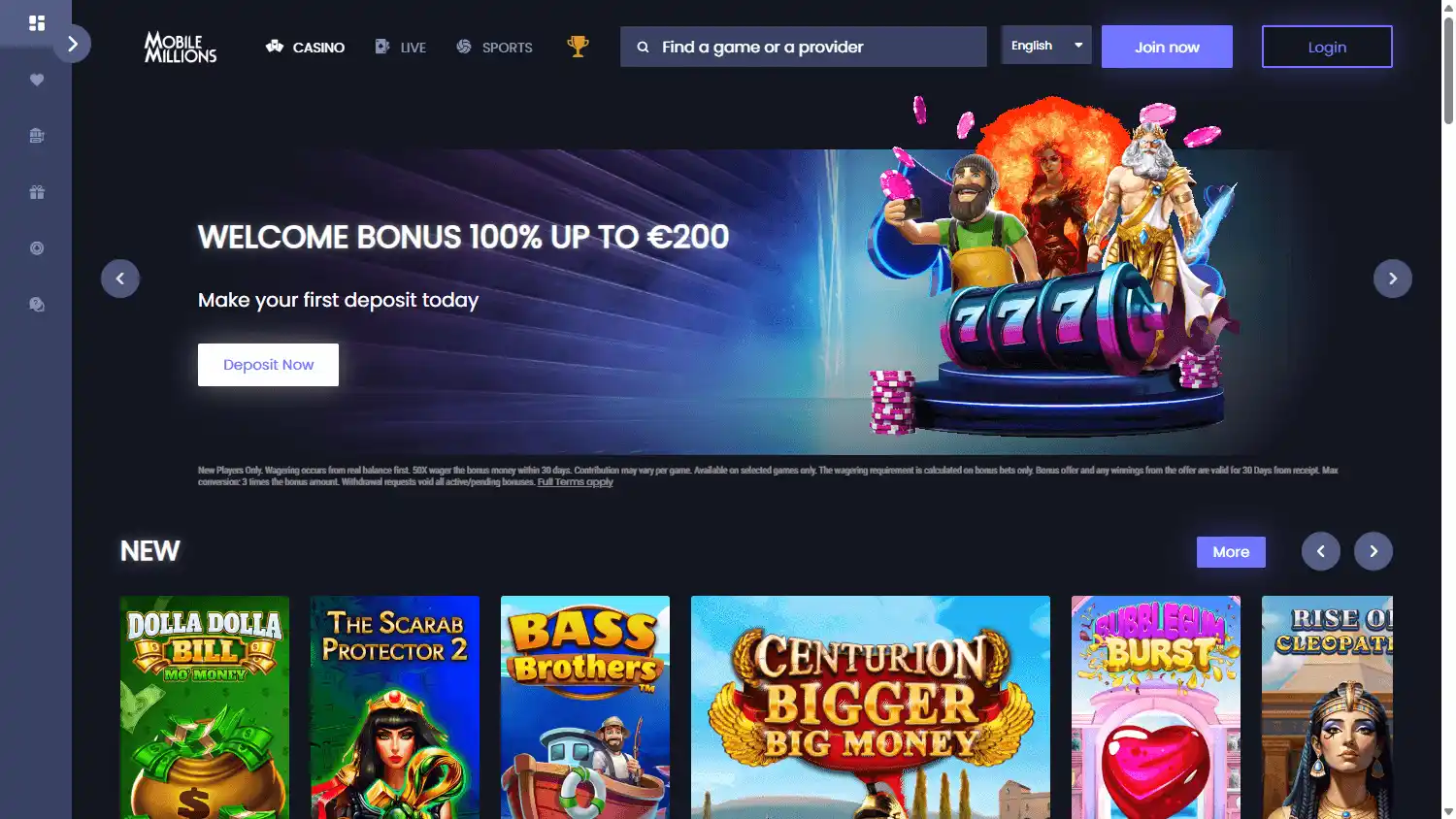 MobileMillions Casino screenshot 1