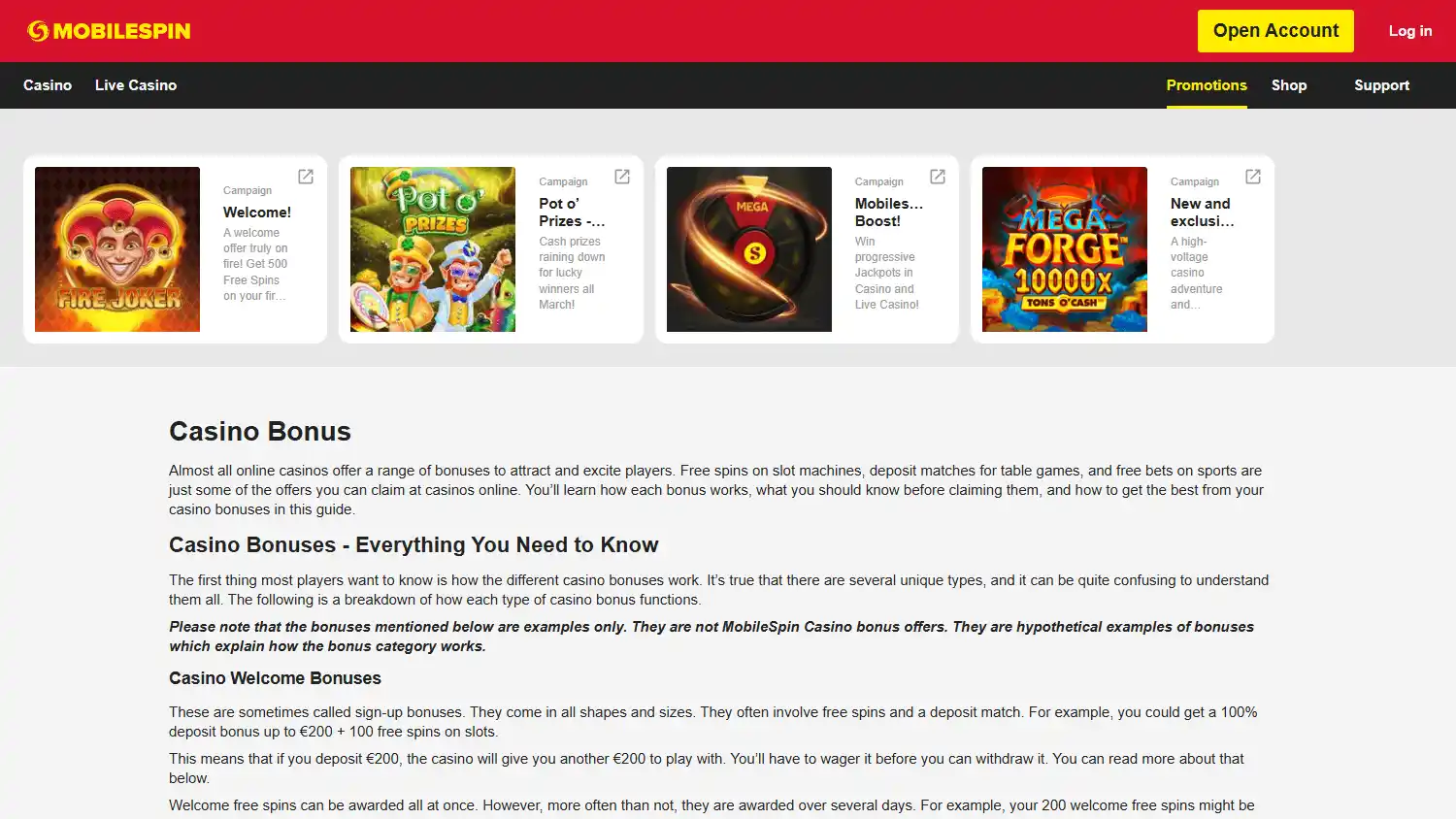 Mobilespin Casino screenshot 3