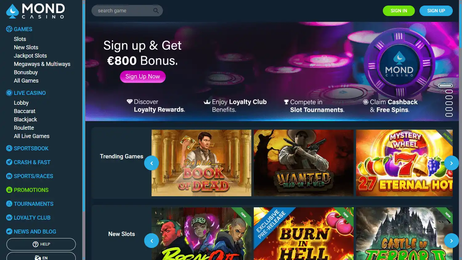 Mondcasino screenshot 1