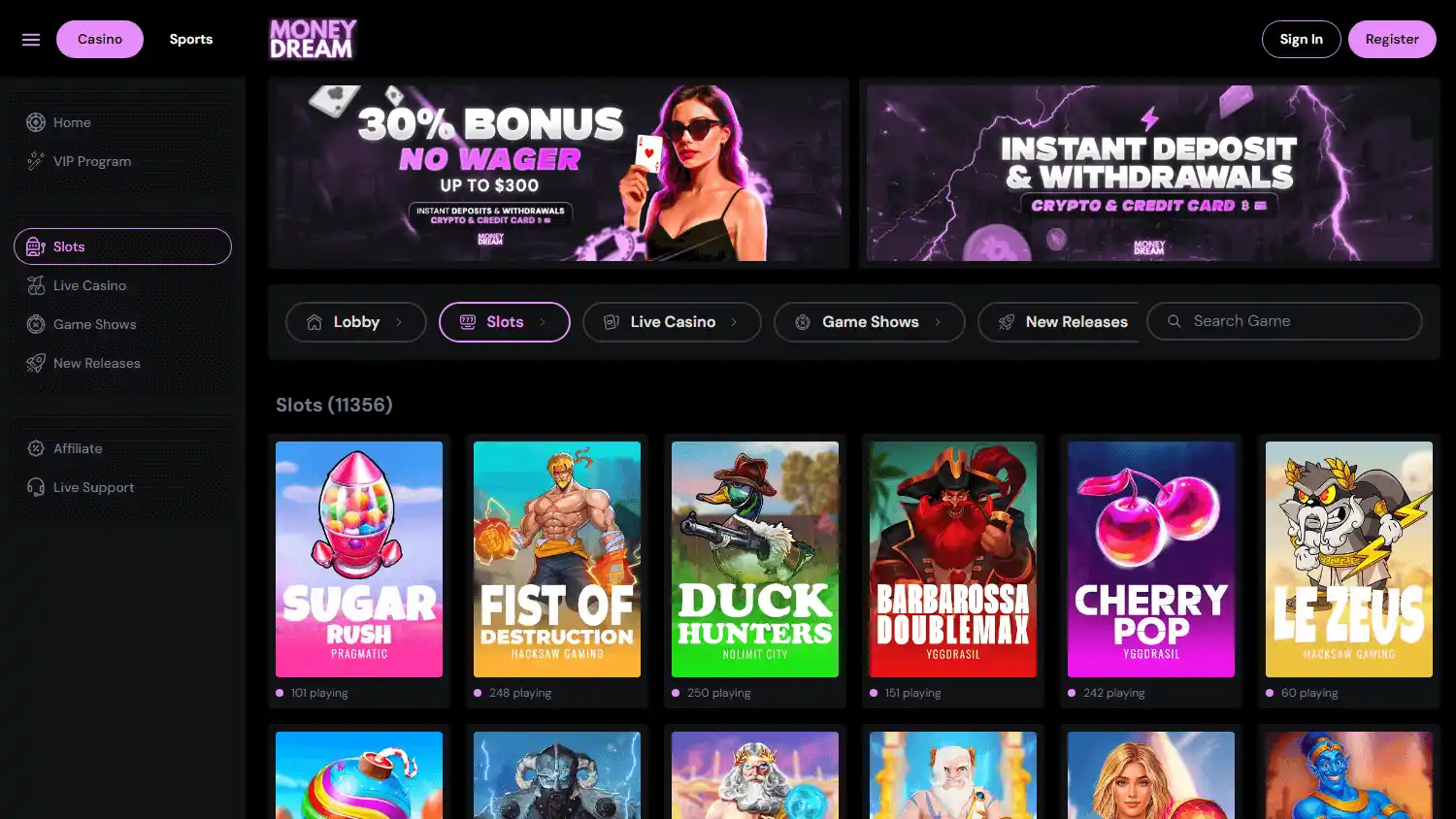 MoneyDream Casino screenshot 2