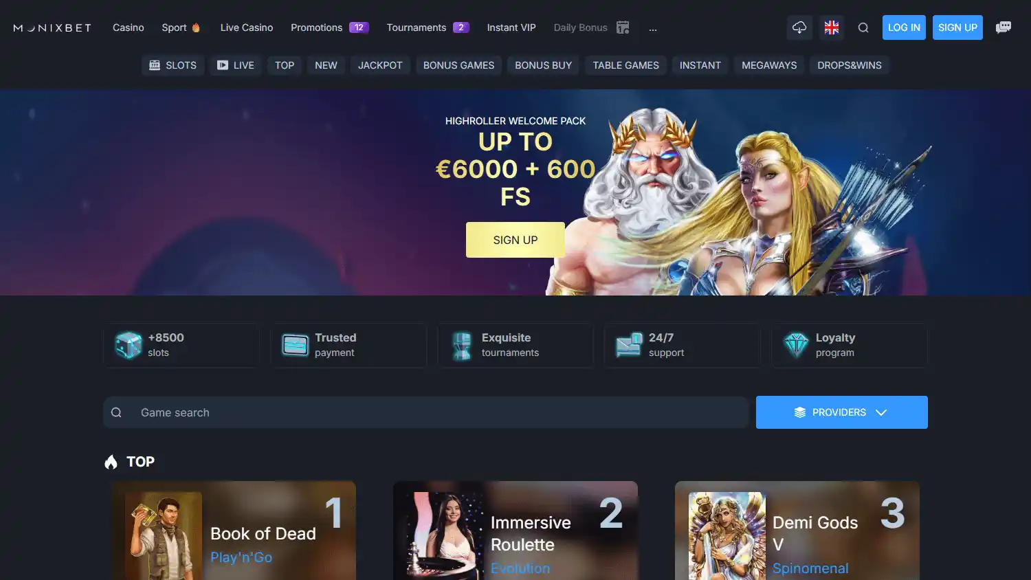 Monixbet Casino screenshot 1