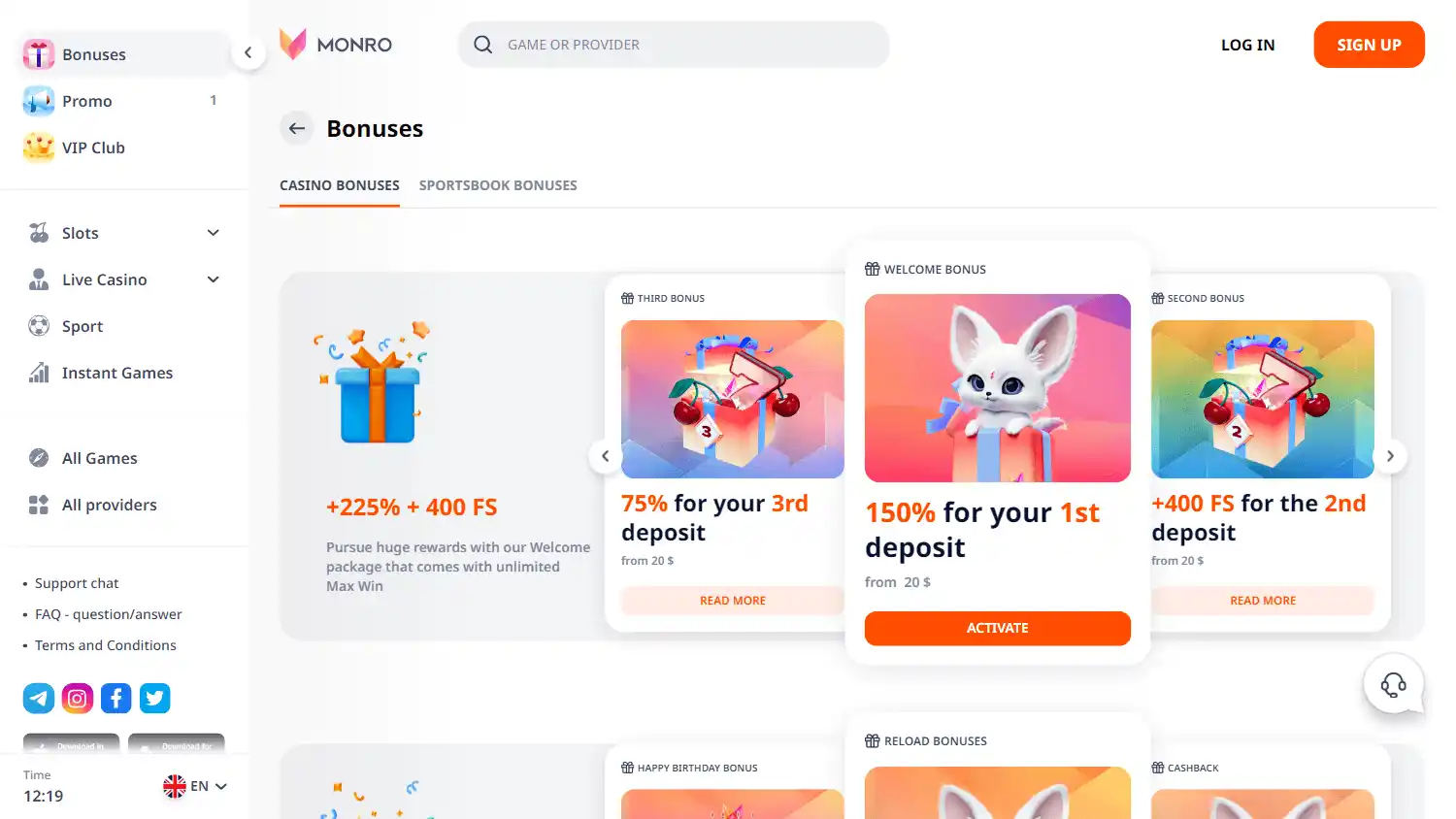 Monro Casino screenshot 2
