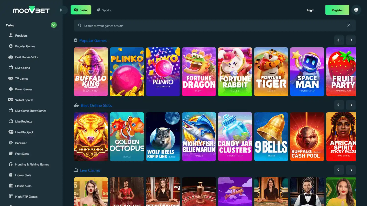 Moovbet Casino screenshot 2