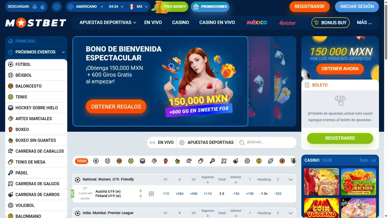 Mostbet Casino MX screenshot 1