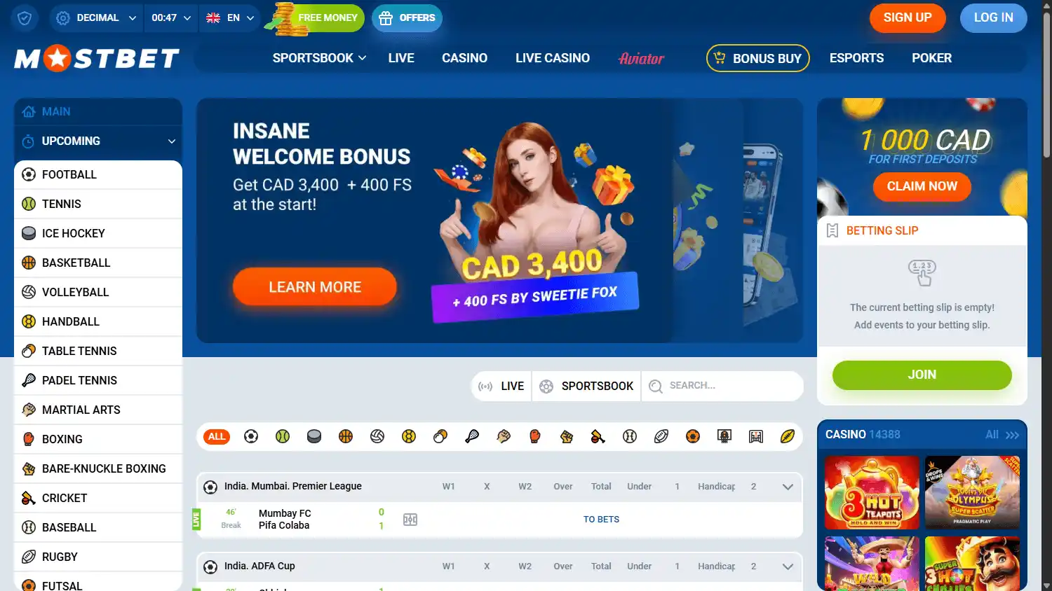 Mostbet Casino MX screenshot 2