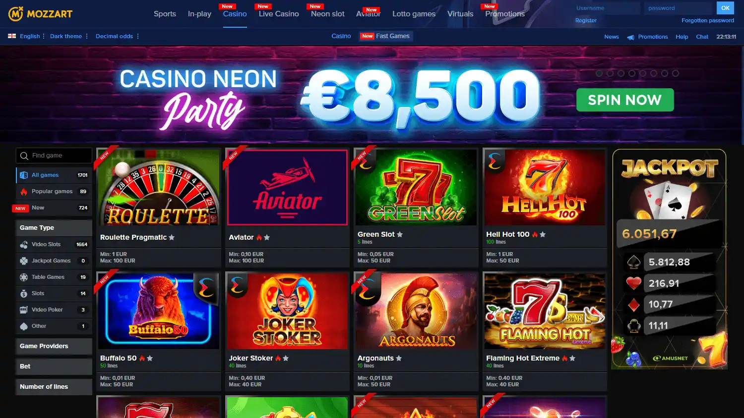 Mozzart Casino screenshot 3