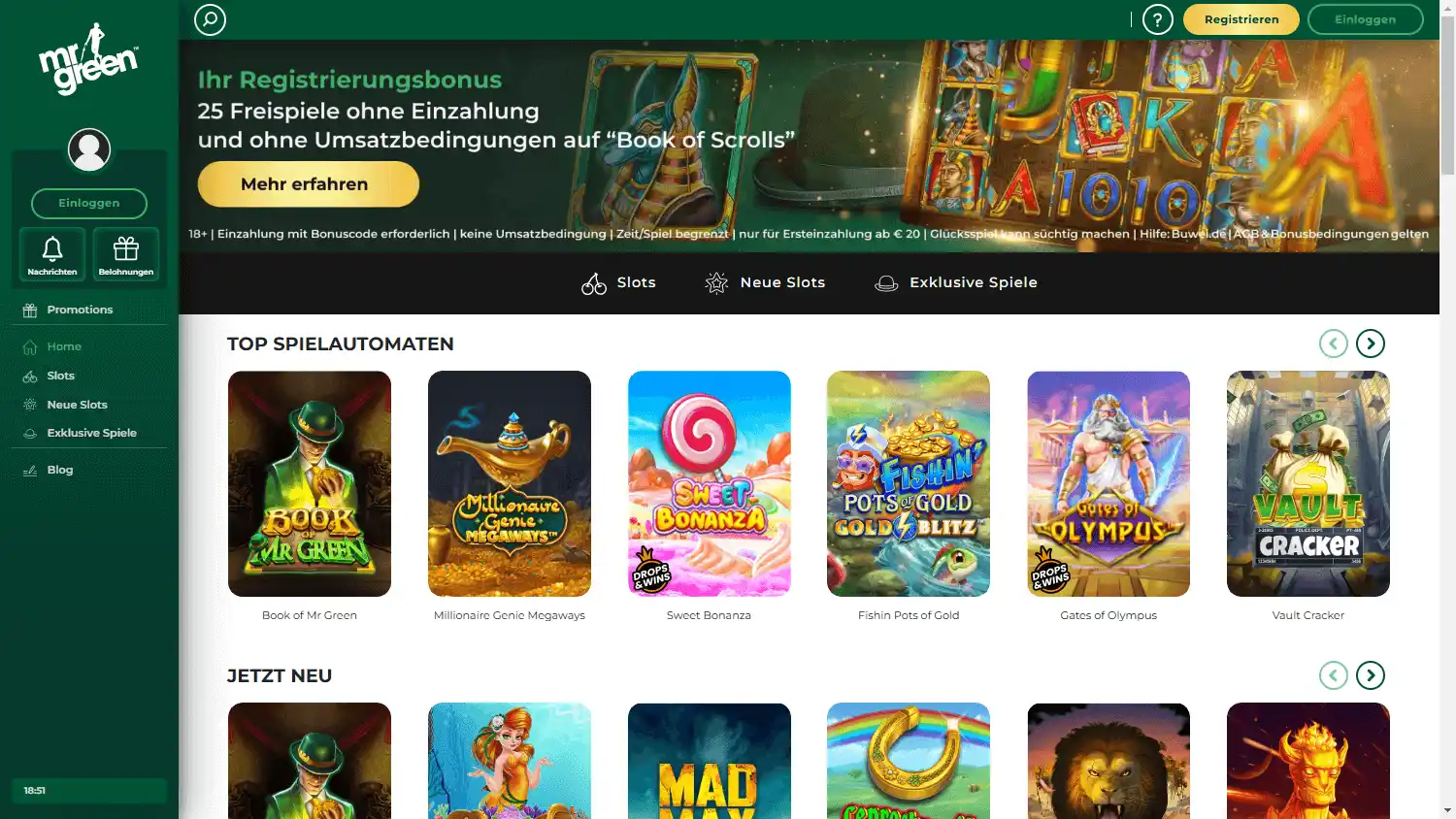 Mr Green Casino DE screenshot 1