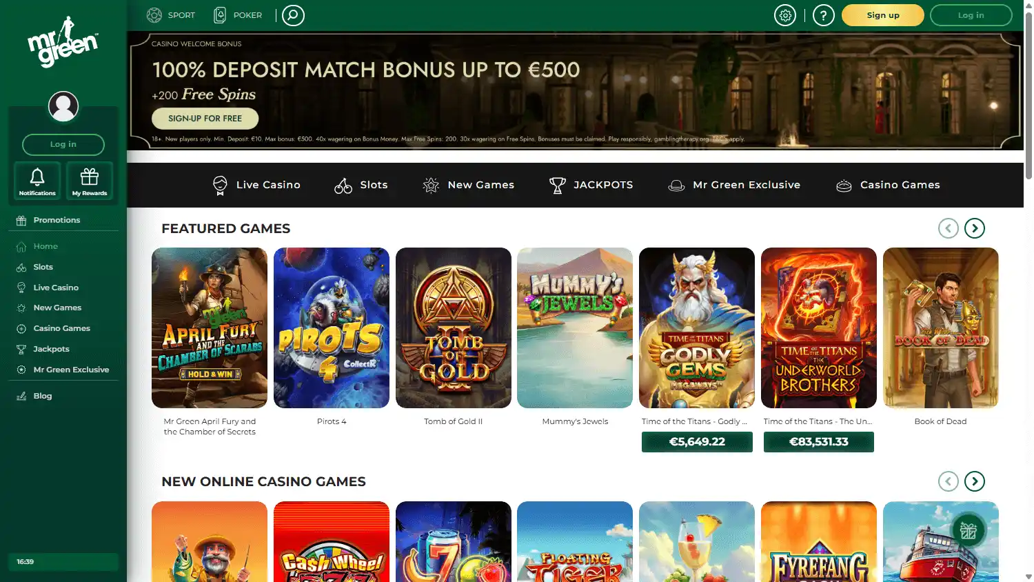 Mr Green Casino screenshot 1