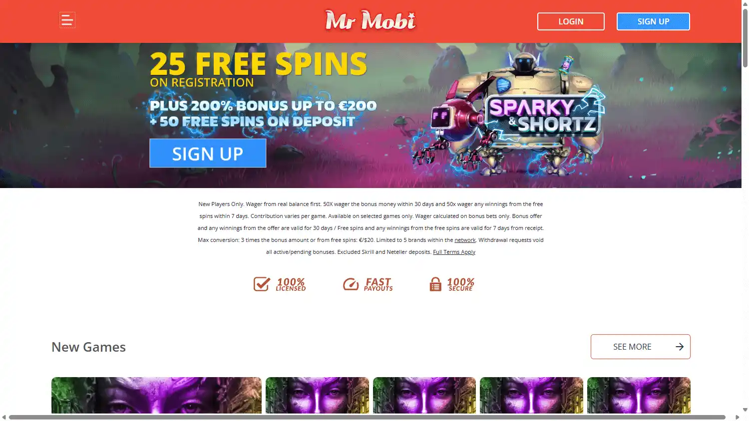 Mr Mobi Casino screenshot 1