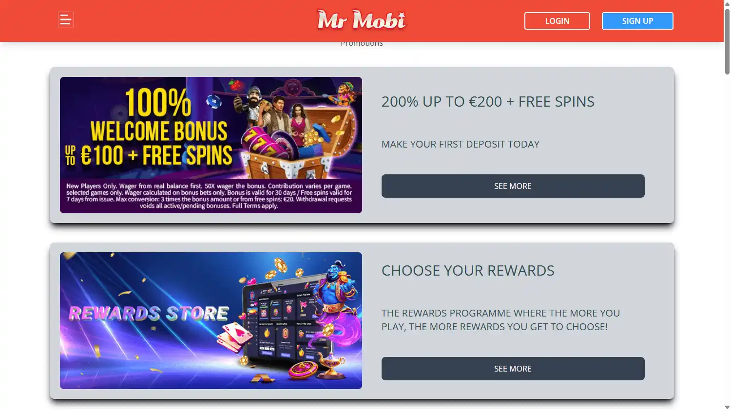 Mr Mobi Casino screenshot 3