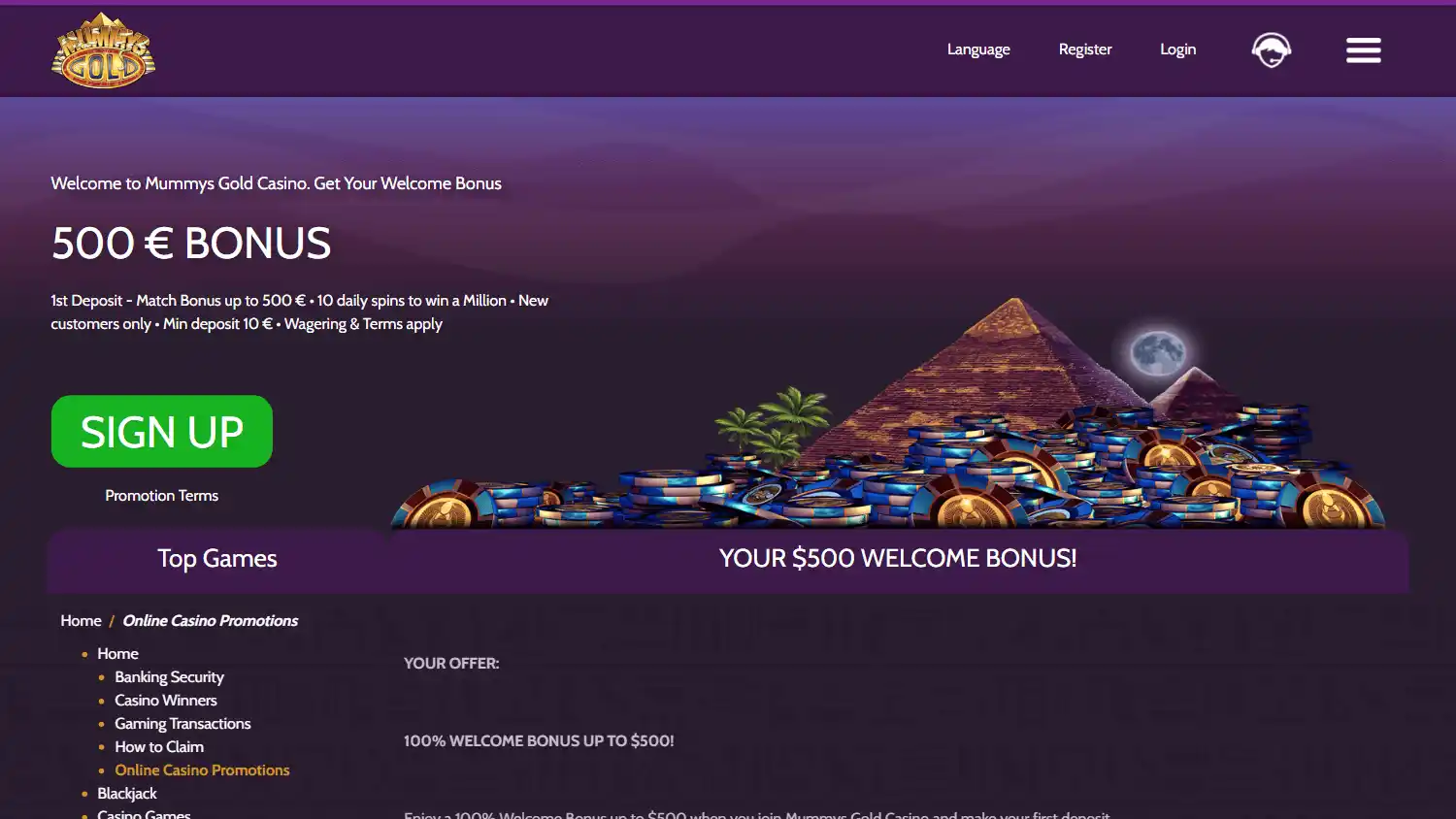 Mummys Gold Casino screenshot 2