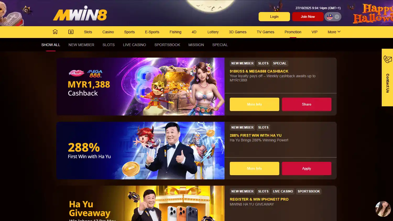 Mwin8 Casino screenshot 3