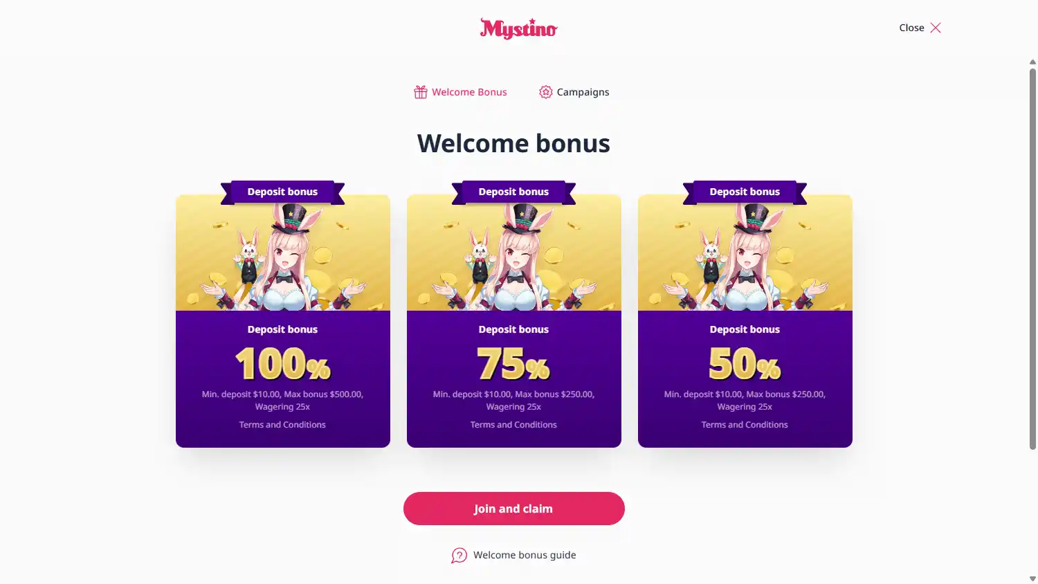 Mystino Casino screenshot 3