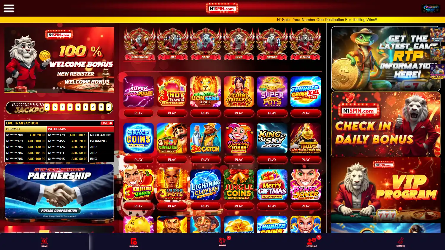 N1Spin Casino screenshot 1