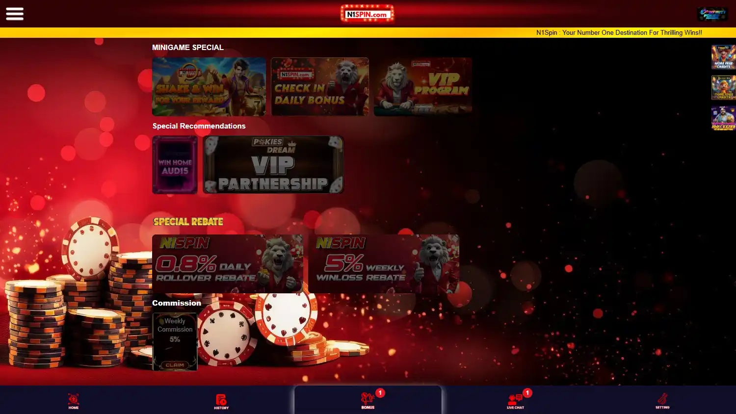 N1Spin Casino screenshot 2