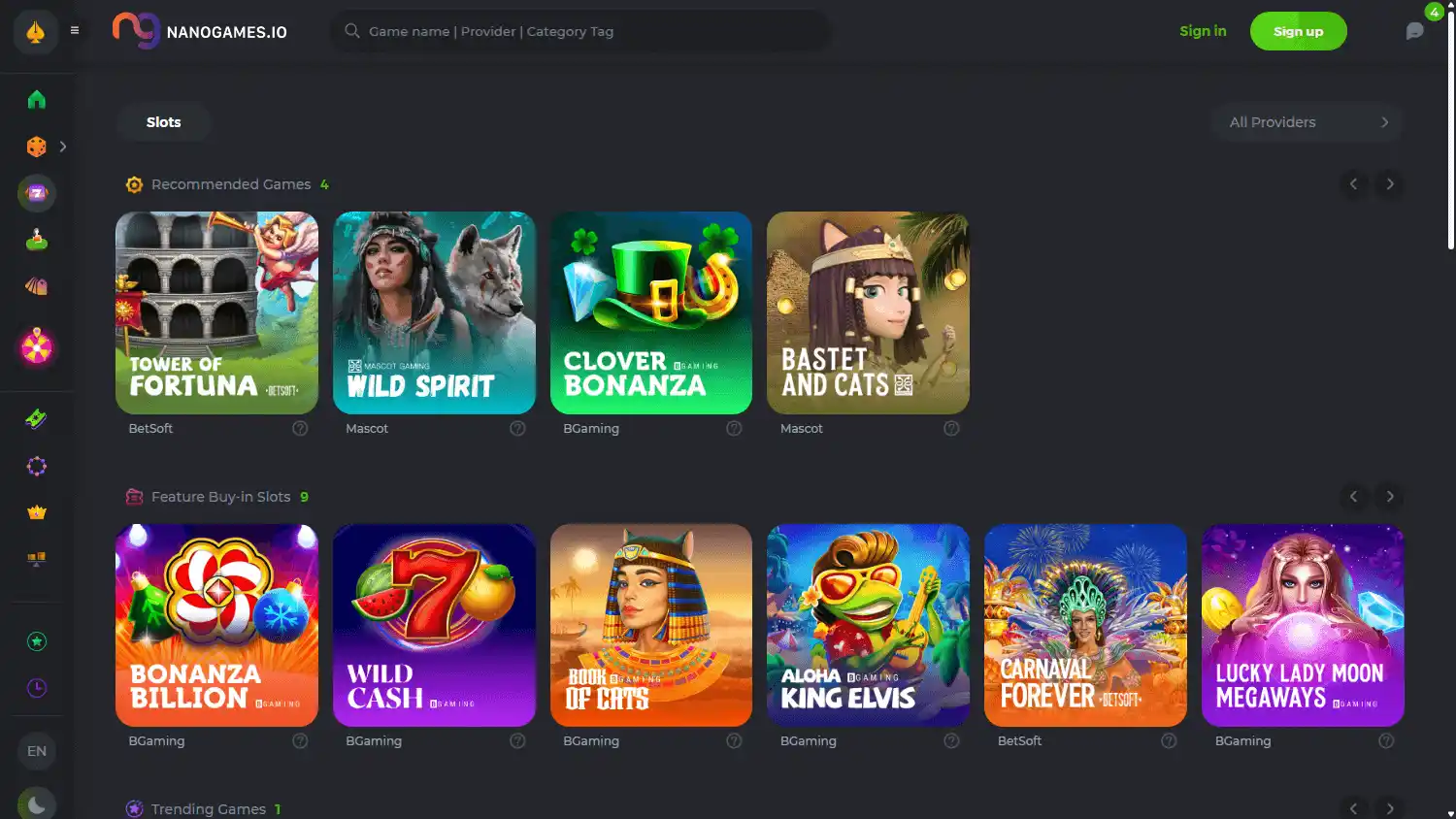 NANOGAMES.IO Casino screenshot 2