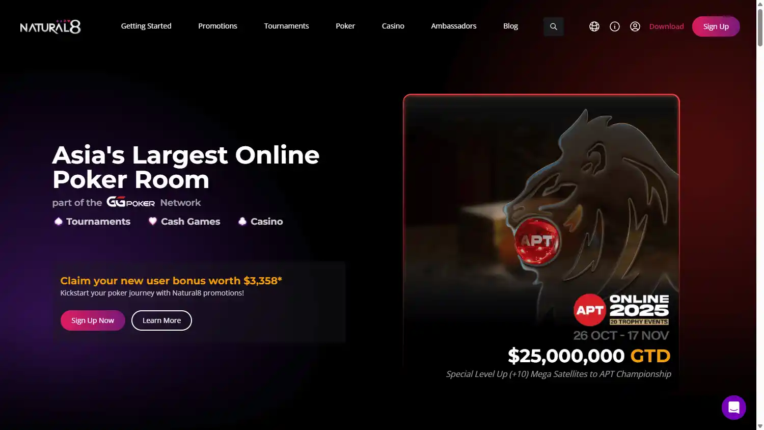 Natural8 Casino screenshot 1