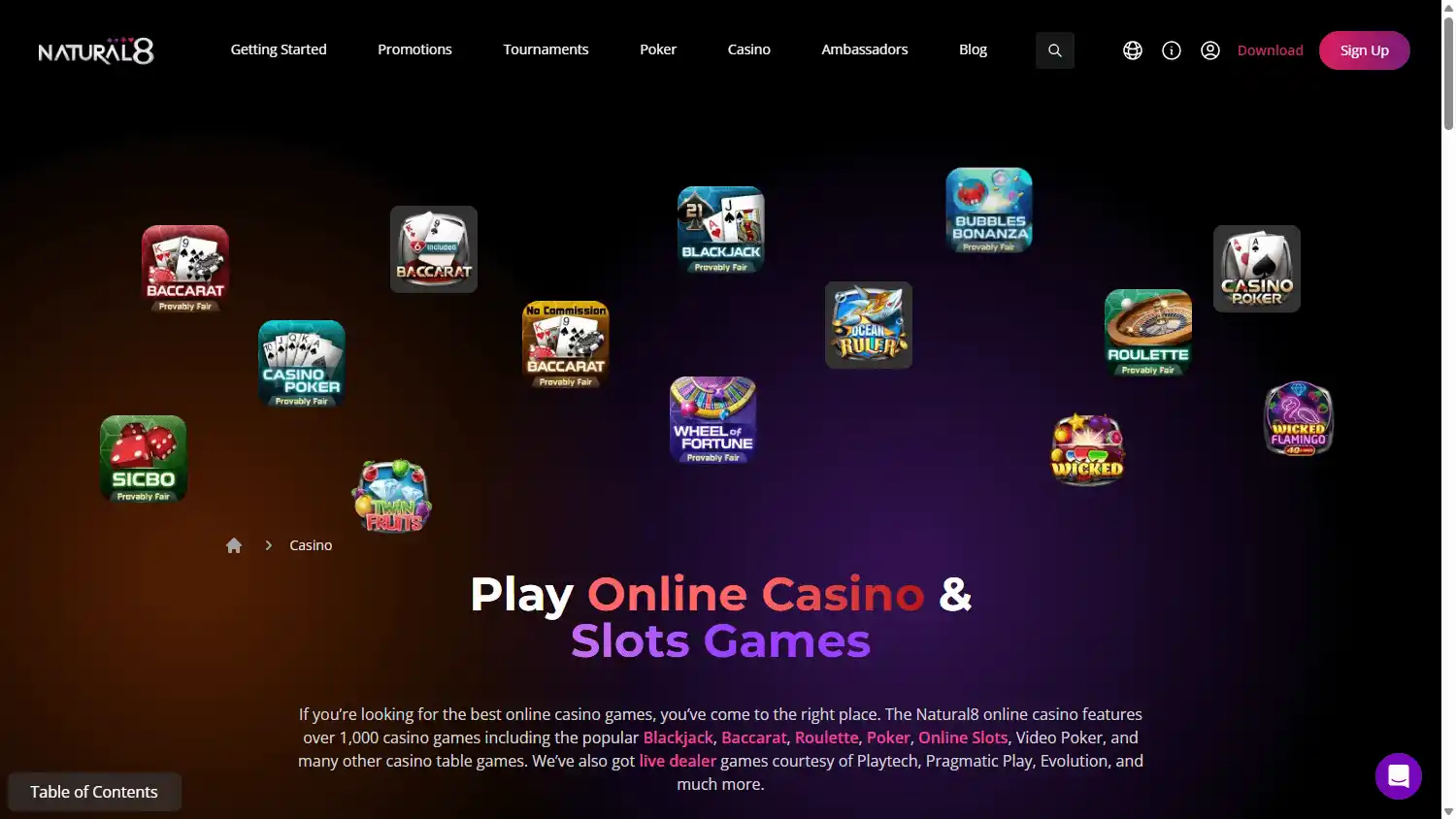 Natural8 Casino screenshot 2