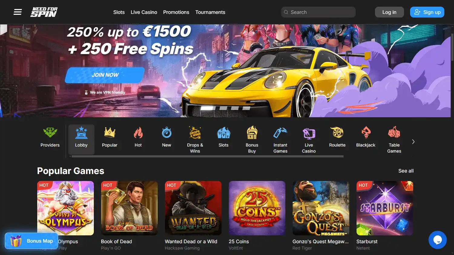 Need For Spin Casino screenshot 1