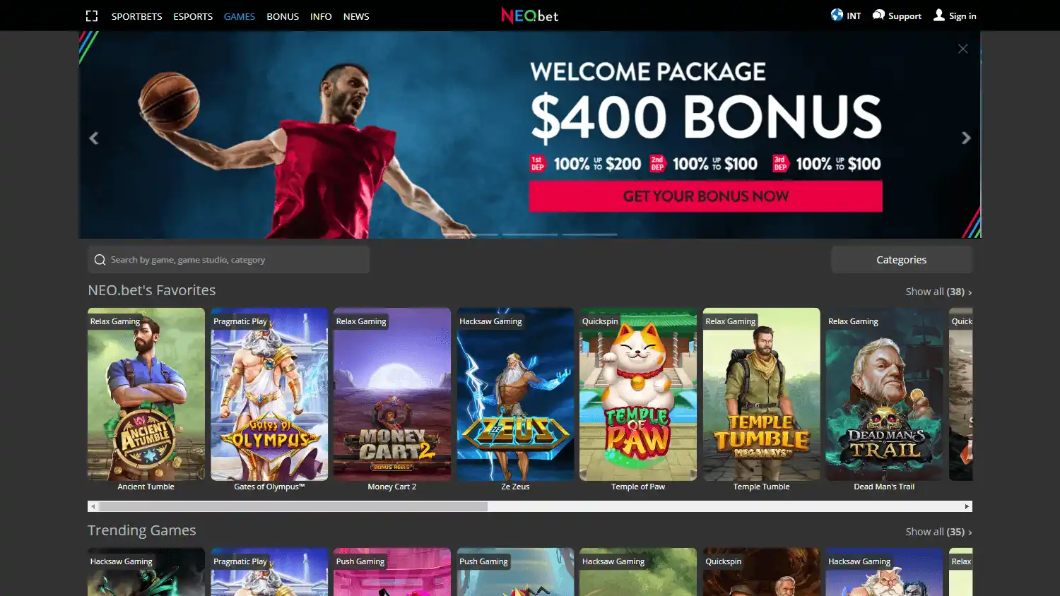 NEO.bet Casino screenshot 2