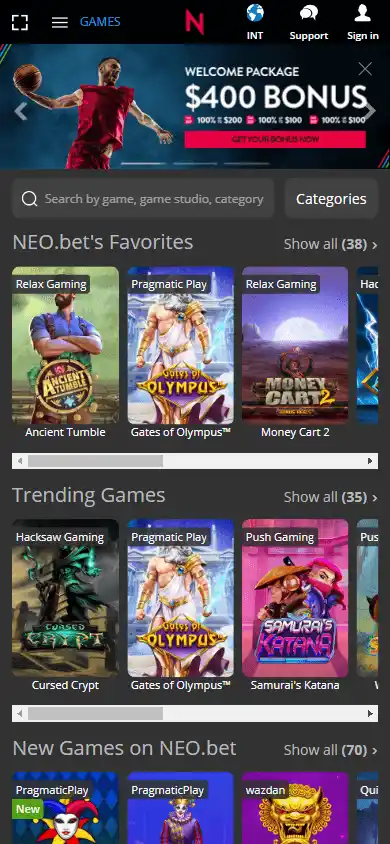 NEO.bet Casino screenshot 4