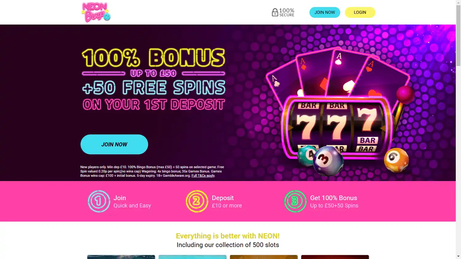 Neon Bingo Casino screenshot 1