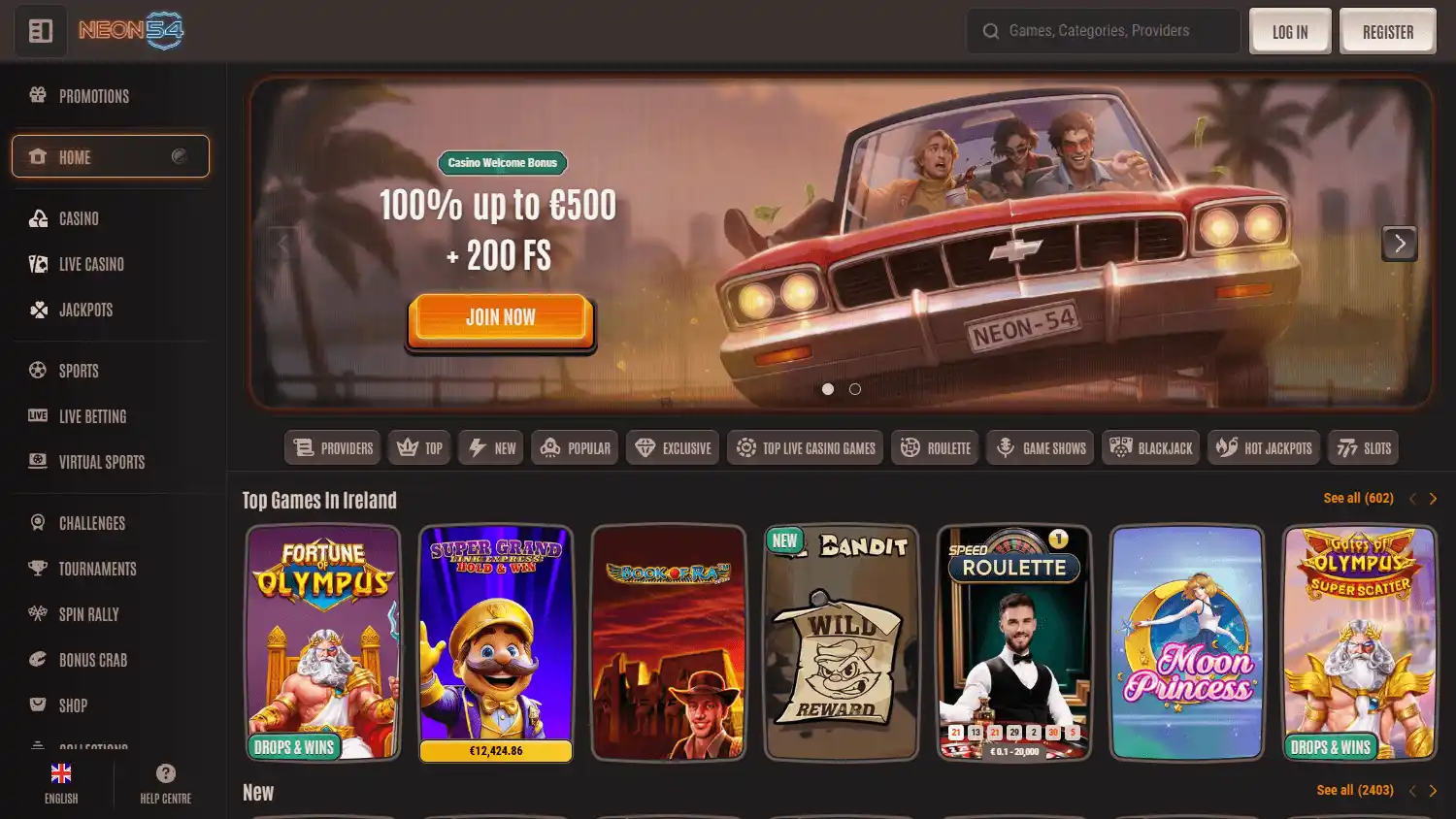 Neon54 Casino screenshot 1