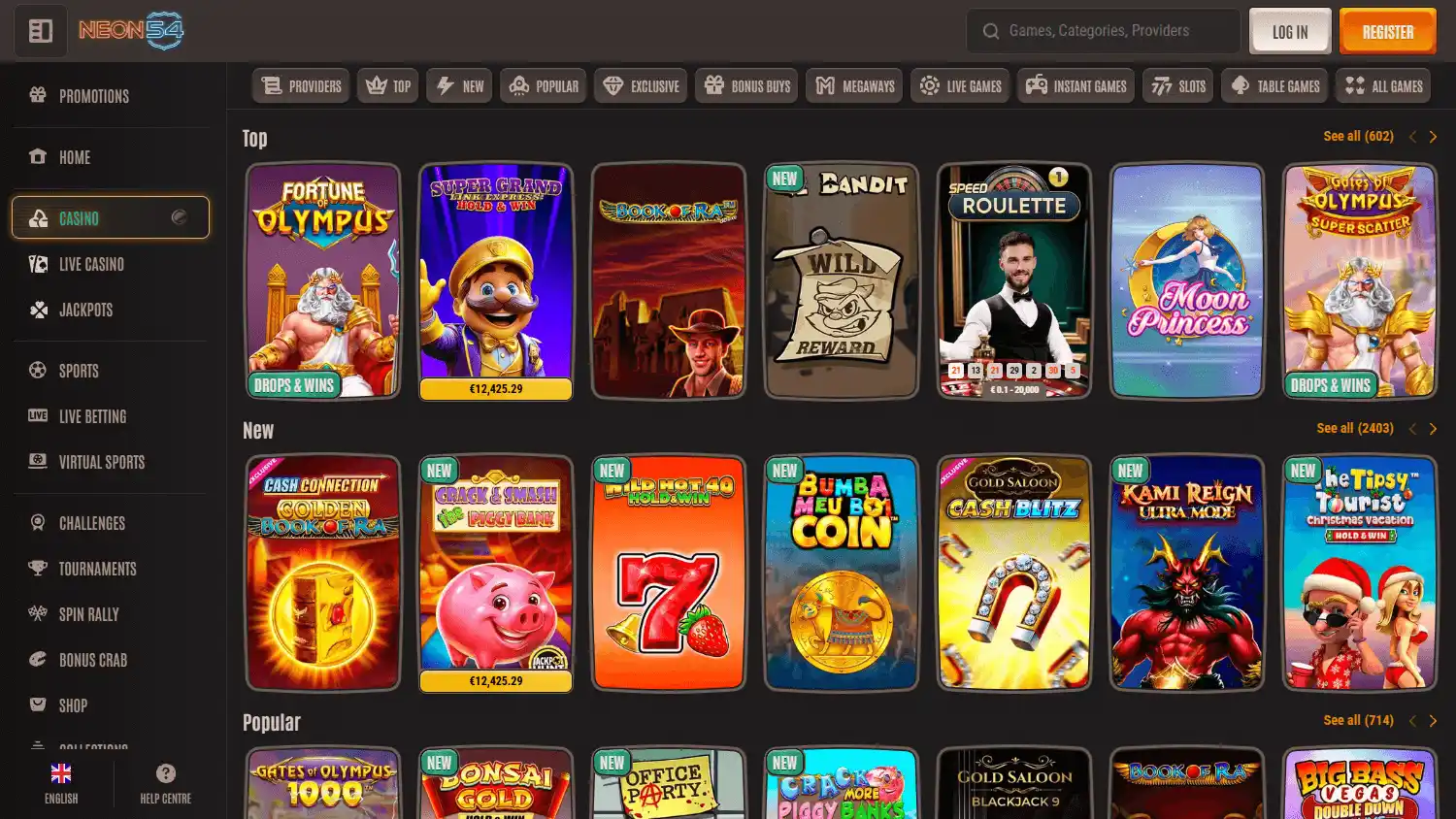 Neon54 Casino screenshot 2