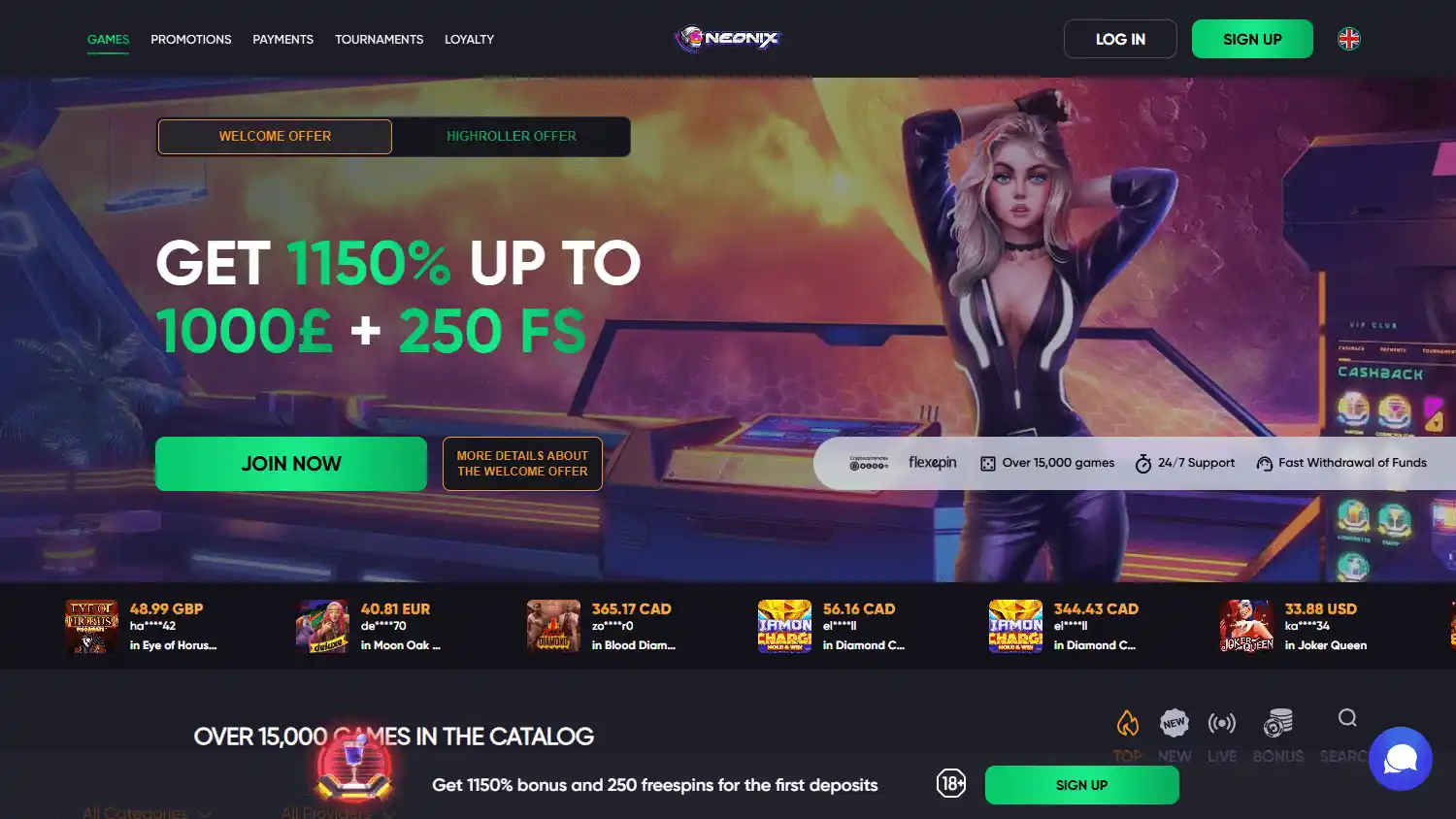 Neonix Casino screenshot 1