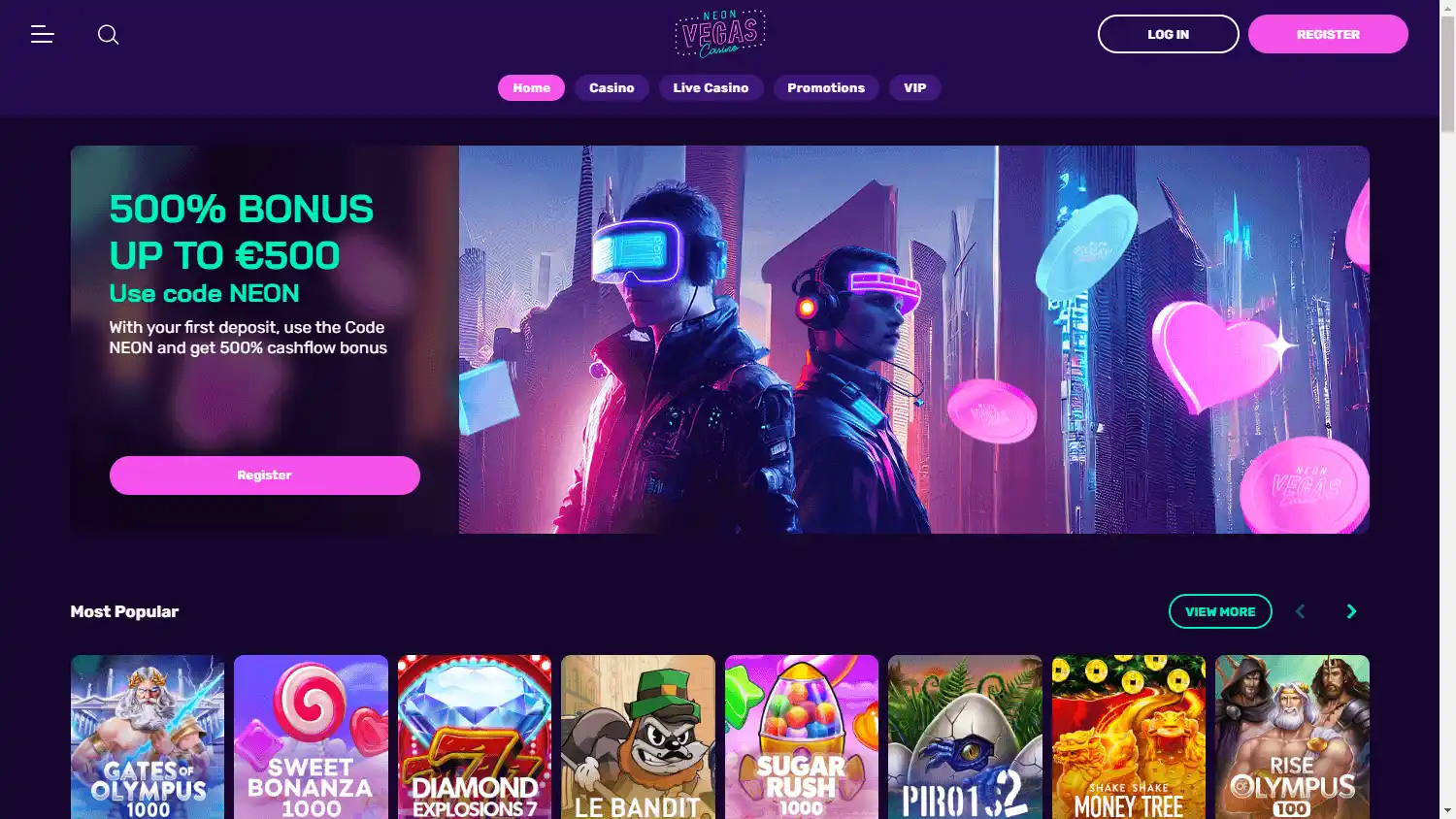 NeonVegas Casino screenshot 1