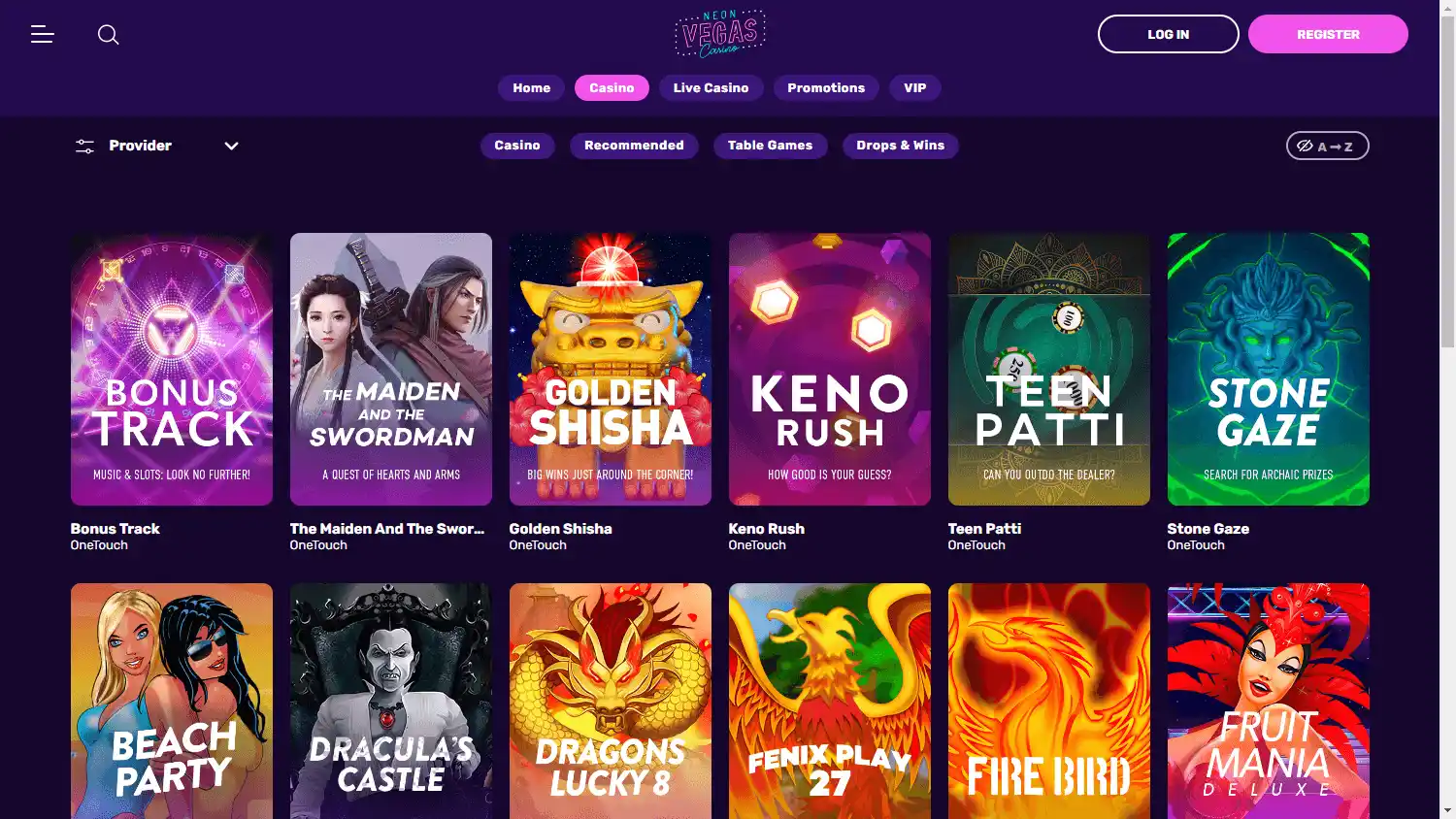 NeonVegas Casino screenshot 2
