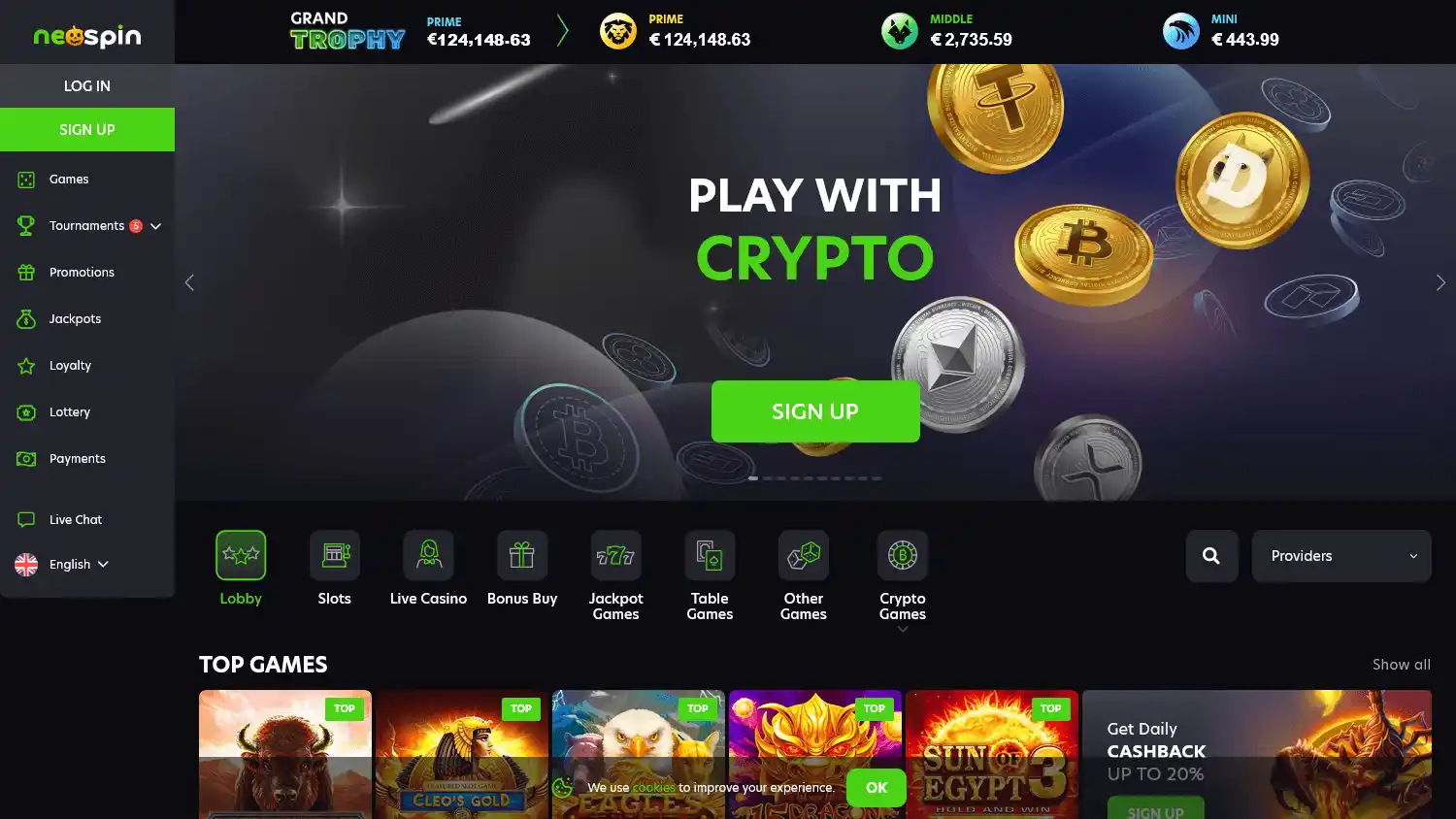 Neospin Casino screenshot 1