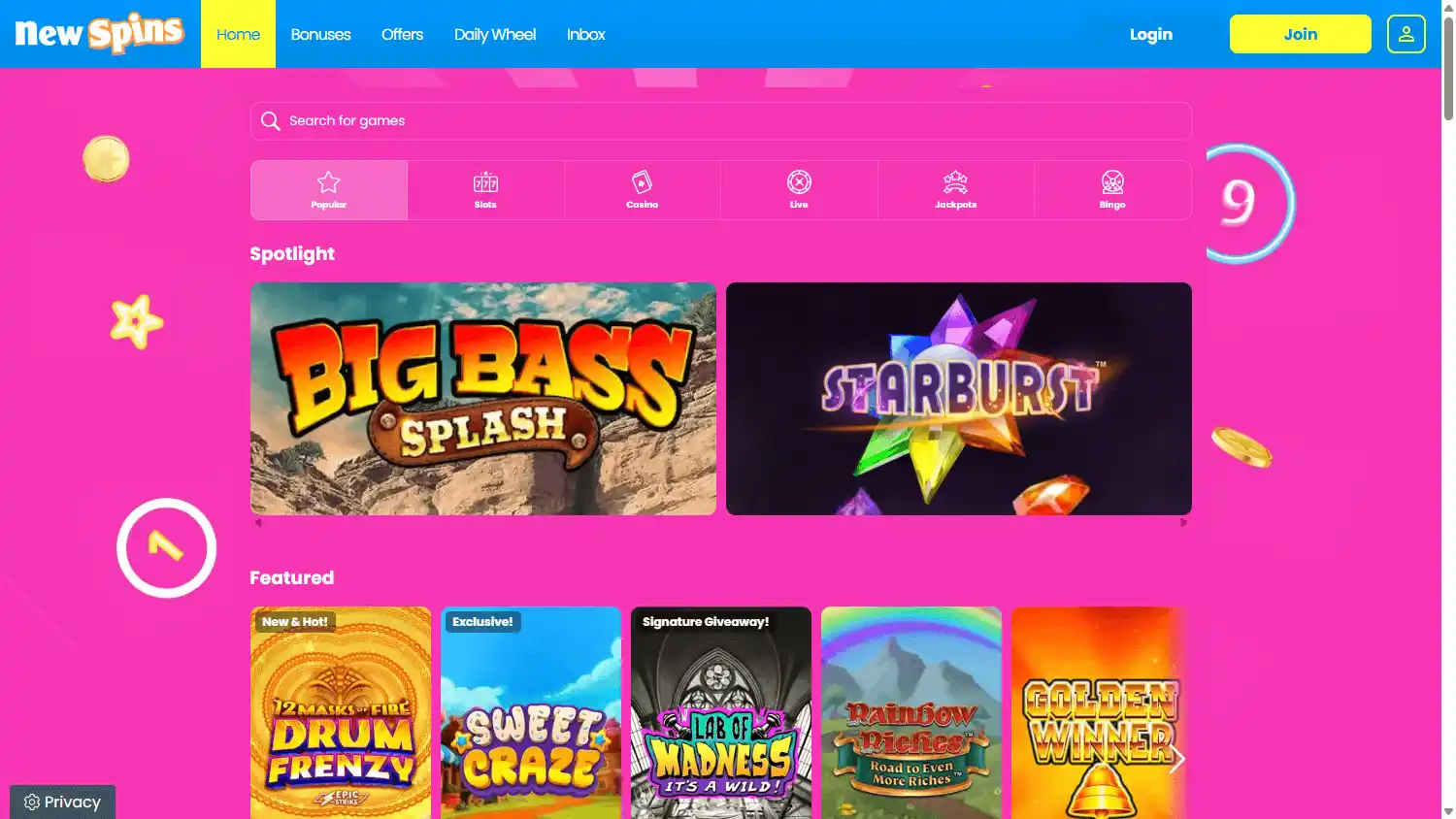 NewSpins Casino screenshot 2