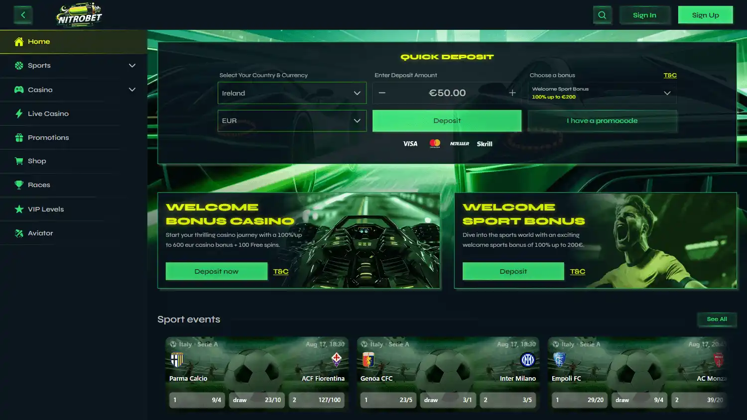 Nitrobet Casino screenshot 1