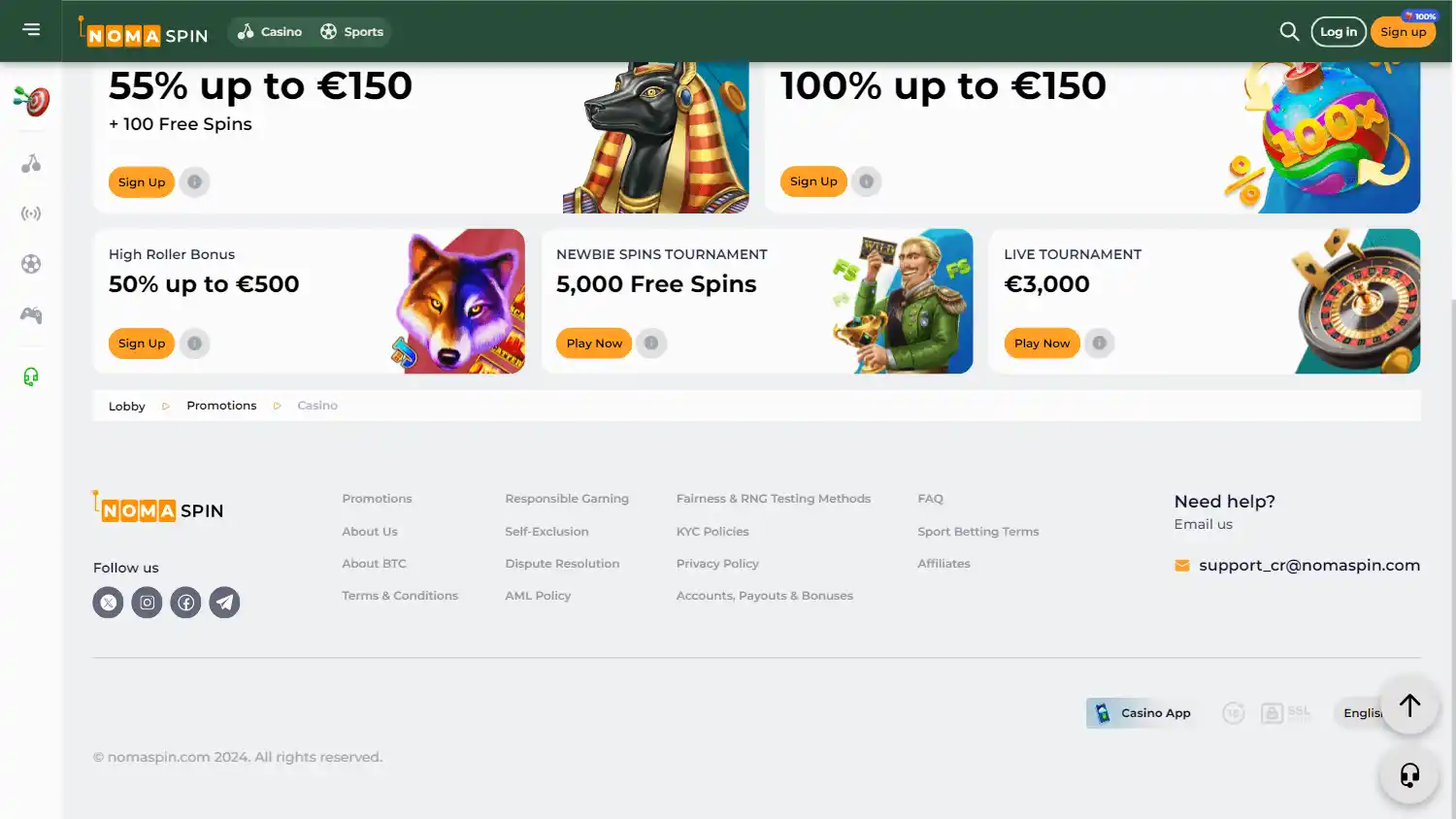 Nomaspin Casino screenshot 2