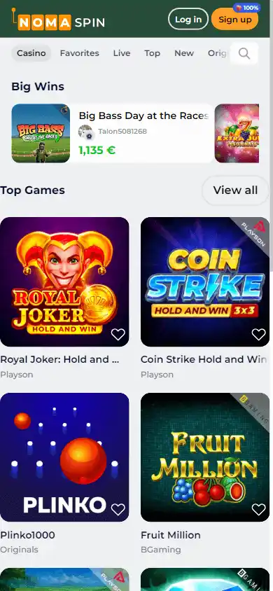 Nomaspin Casino screenshot 3