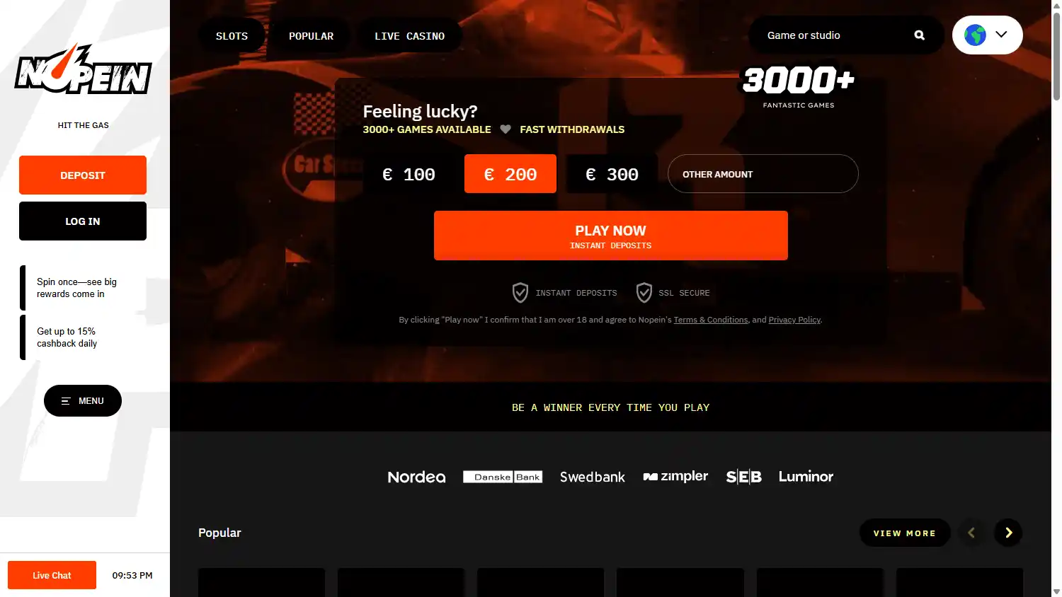 Nopein Casino screenshot 1
