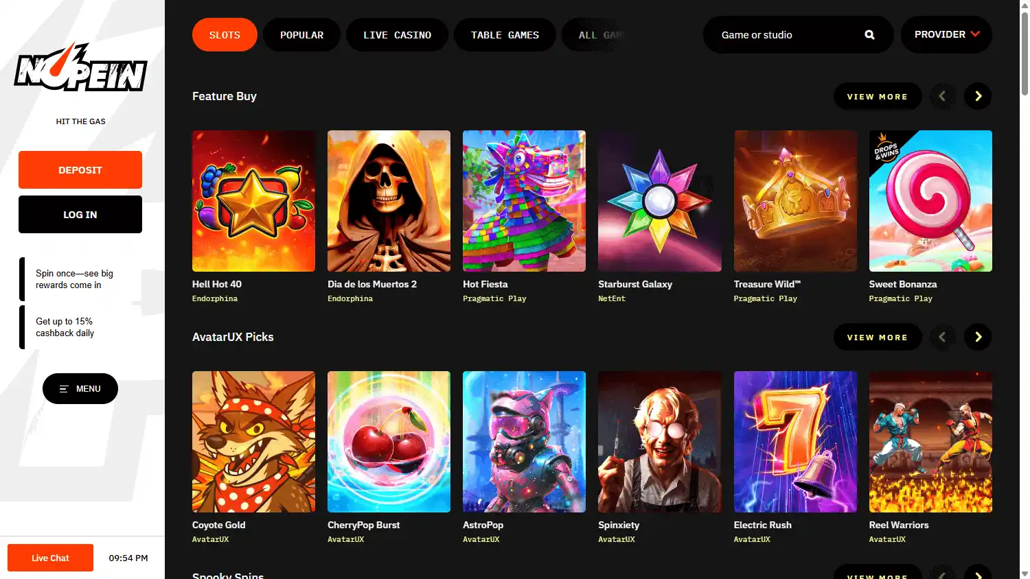 Nopein Casino screenshot 2