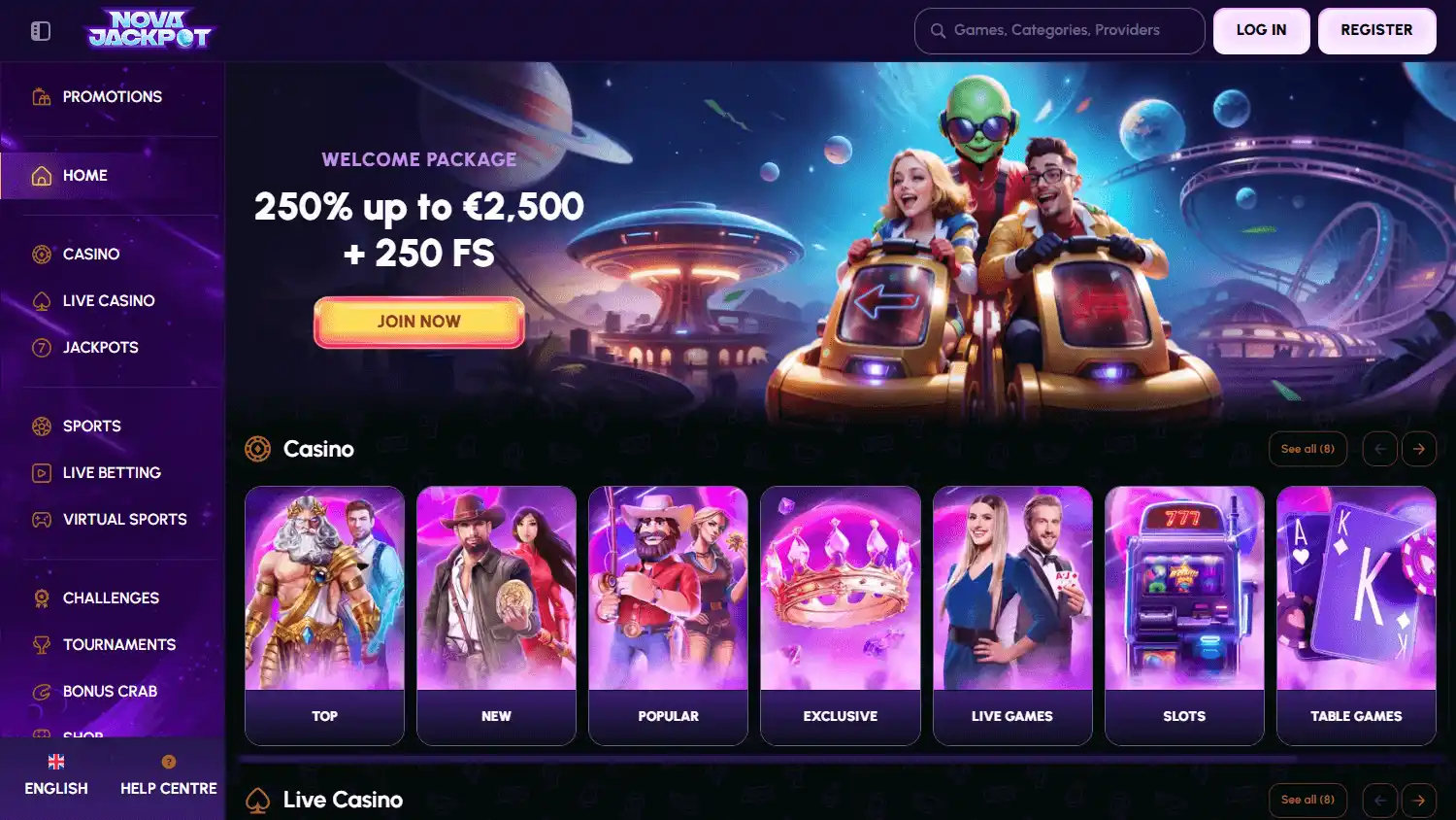 NovaJackpot Casino screenshot 1