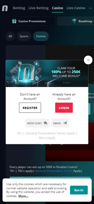 Novibet Casino IE screenshot 6