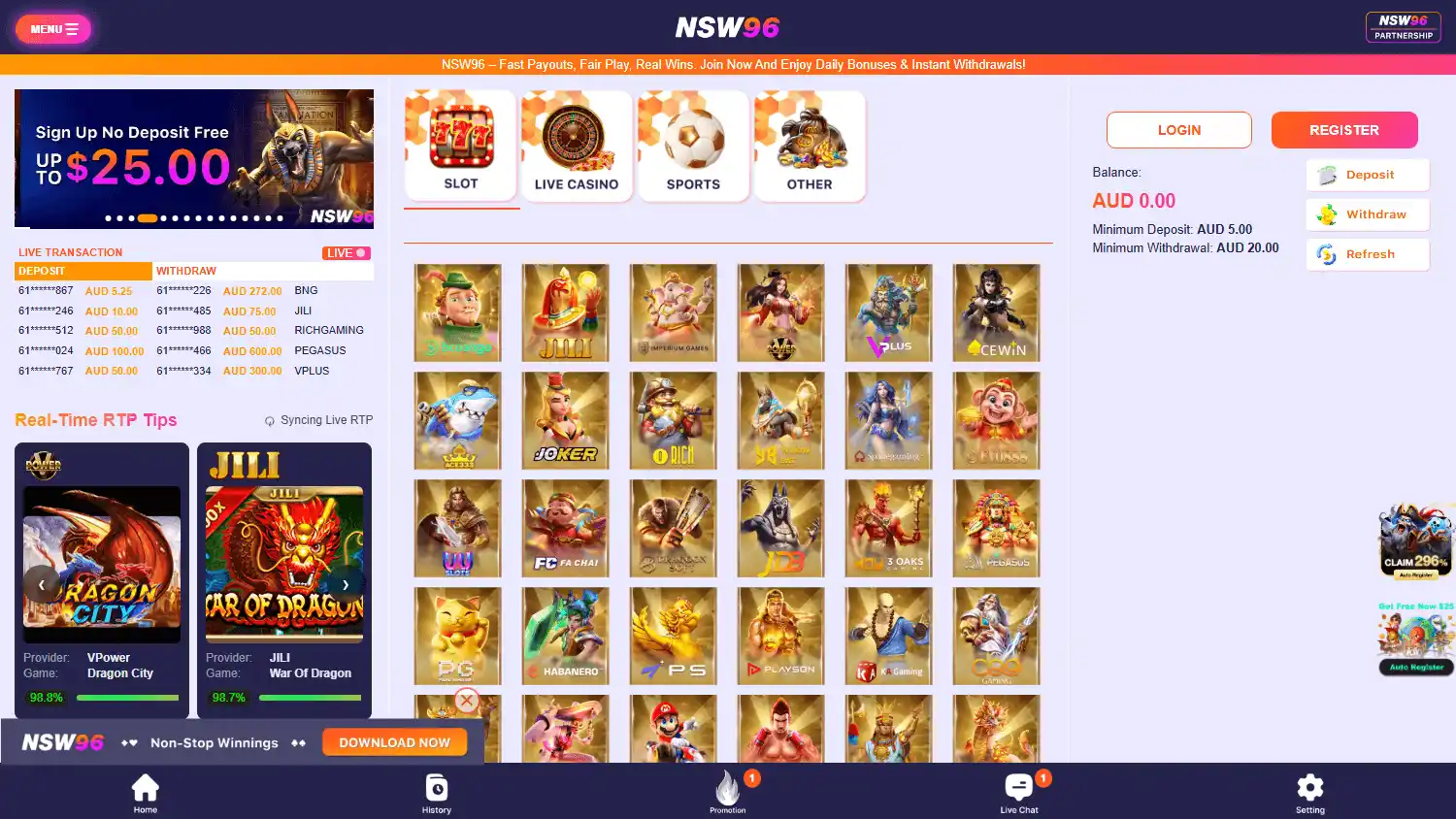 NSW96 Casino screenshot 1