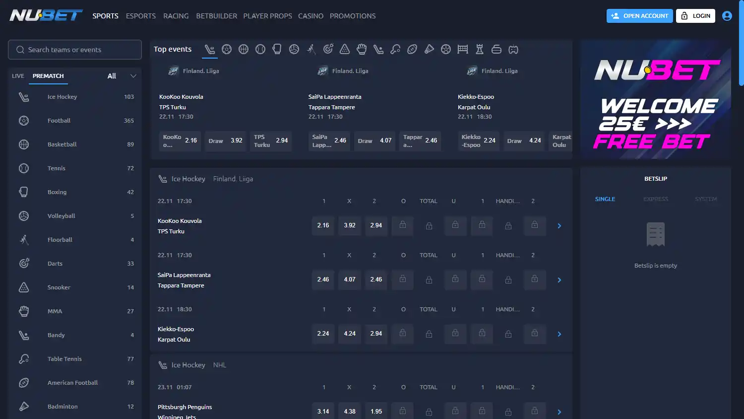 Nubet Casino screenshot 1